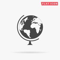 Globe. Simple flat black symbol with shadow on white background. Vector illustration pictogram