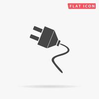 Electrical plug. Simple flat black symbol with shadow on white background. Vector illustration pictogram