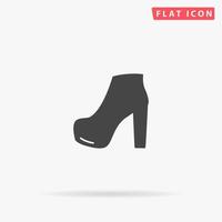 Woman shoe. Simple flat black symbol with shadow on white background. Vector illustration pictogram