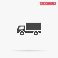 Simple Truck. Simple flat black symbol with shadow on white background. Vector illustration pictogram