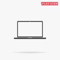 Laptop. Simple flat black symbol with shadow on white background. Vector illustration pictogram