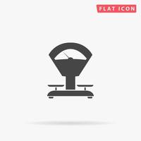 Weight Scale. Simple flat black symbol with shadow on white background. Vector illustration pictogram