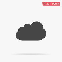 Cloud icon. Simple flat black symbol with shadow on white background. Vector illustration pictogram