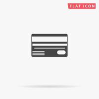 Credit card. Simple flat black symbol with shadow on white background. Vector illustration pictogram
