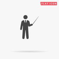 Man standing with pointe. Simple flat black symbol with shadow on white background. Vector illustration pictogram