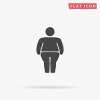 Overweight man symbol. Simple flat black symbol with shadow on white background. Vector illustration pictogram