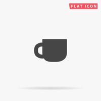 Coffee cup. Simple flat black symbol with shadow on white background. Vector illustration pictogram