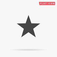 Clasic star. Simple flat black symbol with shadow on white background. Vector illustration pictogram