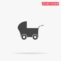 Buggy. Simple flat black symbol with shadow on white background. Vector illustration pictogram