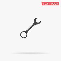 Wrench. Simple flat black symbol with shadow on white background. Vector illustration pictogram