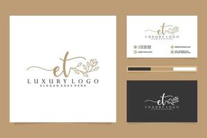 Initial ET Feminine logo collections and business card templat Premium Vector