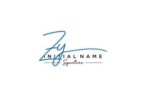 Initial ZY signature logo template vector. Hand drawn Calligraphy lettering Vector illustration.