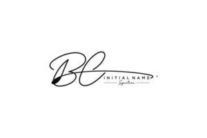 Initial BC signature logo template vector. Hand drawn Calligraphy lettering Vector illustration.