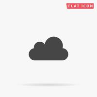 Vector cloud. Simple flat black symbol with shadow on white background. Vector illustration pictogram