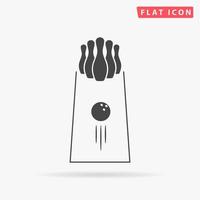 The bowling Game. Simple flat black symbol with shadow on white background. Vector illustration pictogram