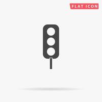 Traffic lights. Simple flat black symbol with shadow on white background. Vector illustration pictogram