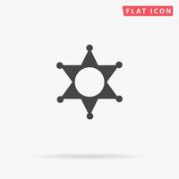 Sheriff star. Simple flat black symbol with shadow on white background. Vector illustration pictogram