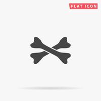 Two bone. Simple flat black symbol with shadow on white background. Vector illustration pictogram