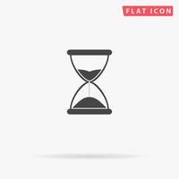 Hourglass time. Simple flat black symbol with shadow on white background. Vector illustration pictogram