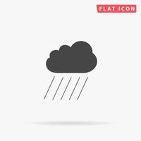 Cloud and rain. Simple flat black symbol with shadow on white background. Vector illustration pictogram