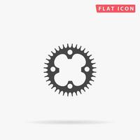 Bicycle sprocket. Simple flat black symbol with shadow on white background. Vector illustration pictogram