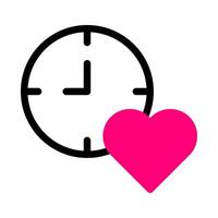 reloj icono duotono rojo negro estilo san valentín ilustración vector elemento y símbolo perfecto.