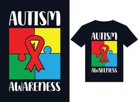 ilustraciones de concienciación sobre el autismo para el diseño de camisetas listas para imprimir vector