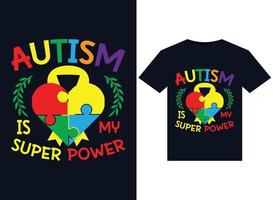 el autismo es mi superpoder ilustraciones para el diseño de camisetas listas para imprimir vector