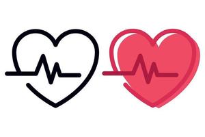 dos corazones de línea de latidos de ecg vector