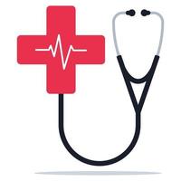 Cross With Ecg And Stethoscope vector