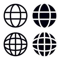 Internet Globe Grids In Line And Glyph Styles vector