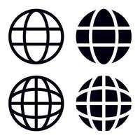 Internet Globe Grids In Line And Glyph Styles vector