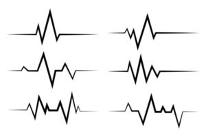 colección de seis líneas de latidos del corazón de ecg vector