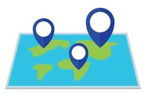 Location Pins On 3D World Map vector