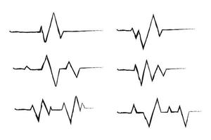 seis líneas de latidos del corazón de ecg colección esbozada a mano vector