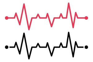 dos líneas de ecg en rojo y glifo vector