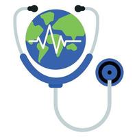 Stethoscope And World With Heartbeat vector