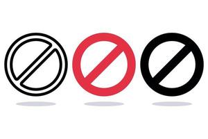 Prohibited Red No Sign Line Flat Glyph vector