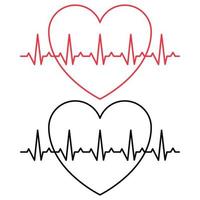 Two Heartbeat Ecg Line Heart Outlines vector