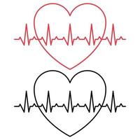 contornos de corazón de línea de ecg de dos latidos vector