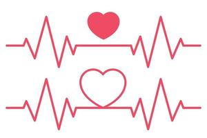 Two Ecg Heartbeat Lines With Hearts Above vector