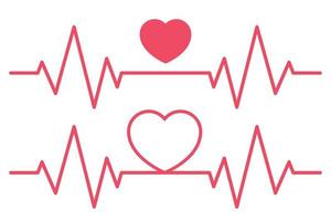 Two Ecg Heartbeat Lines With Hearts Above vector