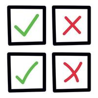 Check Mark And Cross Square Hand Drawn Collection vector