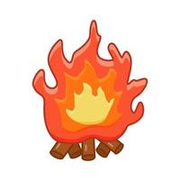 Bonfire vector doodle illustration, bonfire icon  is a fire on firewood.