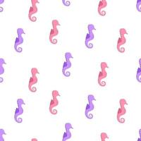 Seamless pattern with cute cartoon seahorses. Endless background with inhabitants of the underwater world. vector