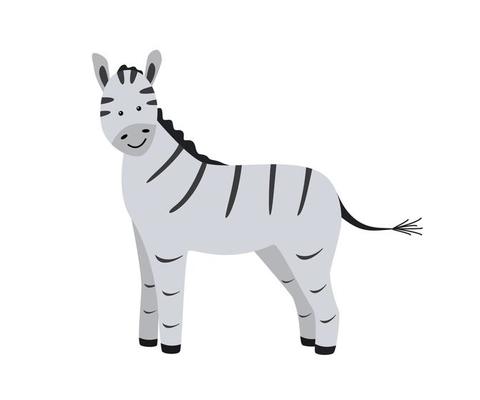 Cute cartoon icon zebra. Vector illustration of an African wild animal