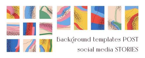 Set of background templates for social networks. Trendy background images, abstract paintings. Handmade. Vector illustration.