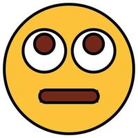 Filled color outline icon for emoji face. vector