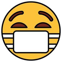Filled color outline icon for emoji face. vector