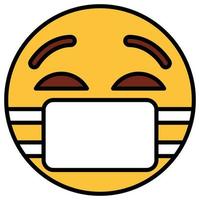 icono de contorno de color relleno para cara emoji. vector